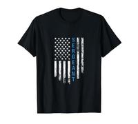 Drapeau Fin Bleu pour Sergent de Police T-Shirt Graphique avec Valeur, Homme, Noir, XL