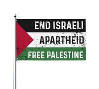 Drapeau « Fin de l’apartheid israélien » et « Palestine libre » - Premium 90 x 150 cm - Décoration extérieure - Couleurs vives - Résistant au vent et à l’eau - Idéal pour le jardin et les événem