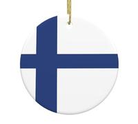 Drapeau finlandais Décorations de Noël en céramique Rond Adornos de Navidad pour votre sapin de Noël Décoration de mariage