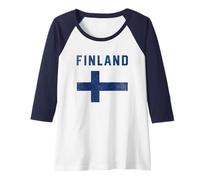 Drapeau finlandais minimaliste I Love Finlande Manche Raglan