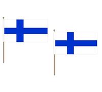 Drapeau Finlande 45x30cm HAMPE en bois - LOT DE 10 Drapeaux finlandais 30 x 45 cm - AZ FLAG