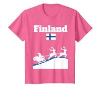 Drapeau Finlande Père Noël traîneau Rennes Finlande Souvenir T-Shirt, Enfant, Rose Chiné, 12 Ans