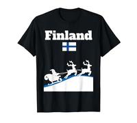 Drapeau Finlande Père Noël traîneau Rennes Finlande Souvenir T-Shirt, Homme, Noir, 4XL