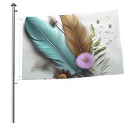 Drapeau fleur à plumes 61 x 91 cm Impression double face Drapeau de jardin Drapeau de cour pour l'extérieur Drapeaux de vacances Bannière cadeau avec œillets Toile de fond photo pour décoration