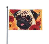 Drapeau fleur carlin 0,9 x 1,5 m double face avec œillets en laiton qui ne se décolore pas, bannière de vœux, décoration d'intérieur ou d'extérieur