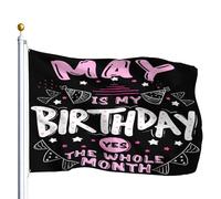 Drapeau Fleur vintage Mai est mon anniversaire Drapeau De Jardin