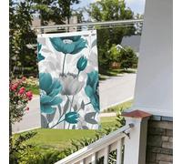 Drapeau floral bleu sarcelle gris et blanc 61 x 91 cm pour extérieur et intérieur - Pour le printemps, l'été, l'automne, l'hiver - Drapeaux de jardin avec œillets verticaux double face pour