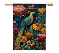 Drapeau floral coloré de jardin, bannière de décoration d'intérieur avec fleurs de paon vibrantes, drapeau double face en toile de jute pour décoration de pelouse extérieure de printemps, 71 x 101,6