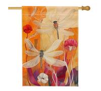 Drapeau floral d'automne pour jardin, libellule orange, décoration d'intérieur, bannière de jardin, drapeau de cour double face, décoration de pelouse extérieure, 71 x 101,6 cm