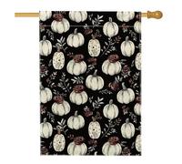 Drapeau floral de jardin citrouille d'automne, bannière vintage noire de décoration d'intérieur, drapeau double face en toile de jute pour décoration de pelouse extérieure, 71 x 101 cm