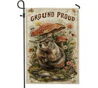 Drapeau floral de jardin printanier et automne, champignon, œuvre d'art rustique, bannière de cour rustique, toile de jute double face, décoration de pelouse, décoration de fête d'intérieur, 30,5 x
