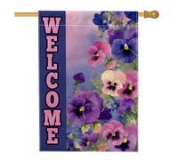 Drapeau floral de pensée pour jardin, bannière de décoration extérieure printanière, drapeau de cour en polyester double face, décoration saisonnière de la maison, 71 x 101,6 cm