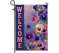 Drapeau floral de pensée pour jardin, bannière de décoration extérieure printanière, drapeau de cour en polyester double face, décoration saisonnière de la maison, 30,5 x 45,7 cm