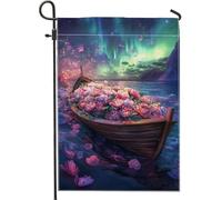 Drapeau floral d'été pour jardin, pêche, pivoine, bateau, décoration d'intérieur, bannière de jardin, design double face pour décoration de pelouse extérieure, 30,5 x 45,7 cm