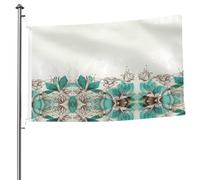 Drapeau floral double face bleu sarcelle avec œillets - 1,5 x 2,4 m - Drapeau décoratif pour patio, porche, événement de groupe.