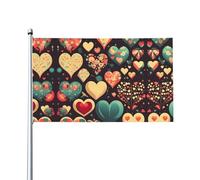 Drapeau floral en forme de cœur. Imprimé sur un seul côté, 0,9 x 1,5 m, léger et fluide, adapté pour une utilisation en intérieur et en extérieur.