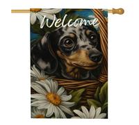Drapeau floral fantaisie de jardin, marguerite blanche et animal mignon, bannière de décoration d'intérieur, œuvre d'art double face pour décoration de pelouse extérieure de printemps, 71 x 101,6 cm
