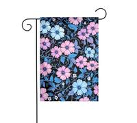 Drapeau floral médiéval botanique floral rose bleu 30 x 45 cm double face ferme vacances décorations extérieures drapeau de cour