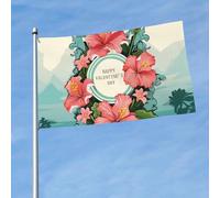Drapeau floral rétro hawaïen de 91 cm x 1,5 m - Drapeaux amusants pour toutes les saisons - Pour décoration de dortoir, fête en plein air
