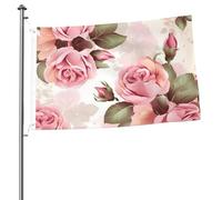 Drapeau floral rose 6,1 x 0,9 m - Impression double face - Drapeau de jardin pour l'extérieur - Bannière cadeau avec œillets - Toile de fond pour photo pour décoration intérieure et extérieure