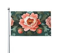 Drapeau floral rose et vert, 91 x 152 cm, bannière de vœux avec œillets, décoration d'intérieur ou d'extérieur