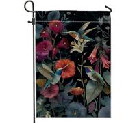 Drapeau floral vibrant en forme de colibri, bannière de décoration botanique colorée pour la maison, drapeau de cour double face pour décoration de pelouse extérieure, printemps, été, 30,5 x 45,7 cm