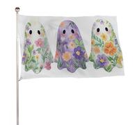 Drapeau floral vintage 3 fantômes 9,6 x 1,5 m pour extérieur, jardin, bannière, décoration pour cour, porche, pelouse, ferme