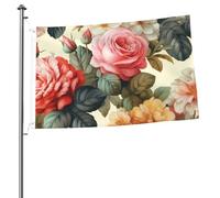 Drapeau floral vintage de 6,1 x 0,9 m avec imprimé double face pour l'extérieur, les vacances, bannière cadeau avec œillets, toile de fond pour photo pour décoration intérieure et extérieure