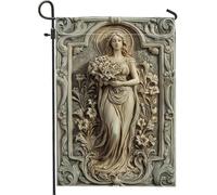 Drapeau floral vintage élégant pour jardin, femme beige avec fleurs, décoration de pelouse, bannière de décoration de maison, bannière double face, drapeau de cour décoratif 30,5 x 45,7 cm