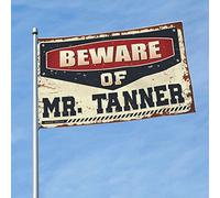 Drapeau « For The Boys » avec inscription « Beware of Mr. Tanner » - Pour décoration de porche et piscine (60 x 90 cm)