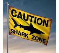 Drapeau « For The Boys » avec requin d'avertissement : Restez en sécurité dans la zone ! Drapeau, décoration de porte de chambre à coucher, dortoir universitaire (152 x 244 cm)