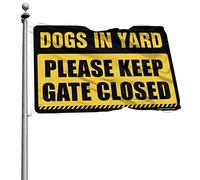 Drapeau « For The Boys Dogs In Yard Keep Gate Closed » - Panneau d'automne pour porche avant - Décoration de piscine (152 x 244 cm)