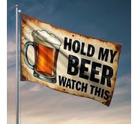 Drapeau « For The Boys Hold My Beer », « Watch This : A Beer Mug Adventure Flag » Décoration de porte de chambre à coucher ou de dortoir (60 x 90 cm)