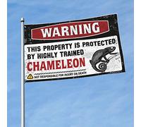 Drapeau « For The Boys Warning This Property Is Protected By A Highly Trained Chameleon Flag » pour décoration de porche avant de piscine (152 x 244 cm)