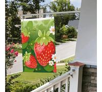 Drapeau fraise et fleur, 61 x 91 cm, pour extérieur, intérieur, printemps, été, automne, hiver, drapeaux de jardin avec œillets verticaux, double face, drapeaux de vacances pour décorations de cour