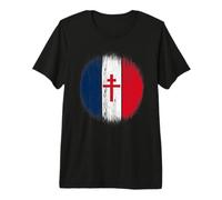 Drapeau Français avec Croix de Lorraine T-Shirt Haut de Gamme