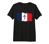 Drapeau Français avec Croix de Lorraine T-Shirt Haut de Gamme