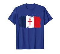 Drapeau Français avec Croix de Lorraine T-Shirt, Homme, Bleu Royal, S