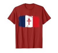 Drapeau Français avec Croix de Lorraine T-Shirt, Homme, Canneberge, M