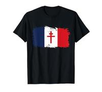 Drapeau Français avec Croix de Lorraine T-Shirt, Homme, Noir, XL