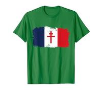 Drapeau Français avec Croix de Lorraine T-Shirt, Homme, Vert Kelly, 3XL