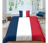 Drapeau français Ensemble Housse De Couett Imprimé 3D Et Taie D'oreiller ,Ultra Doux Microfibre Hypoallergénique ,Drapeau national，Ensemble Housse De Couette Avec Fermeture Éclair Single（135x200cm）
