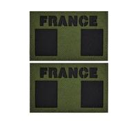 Drapeau Français Patch France Militaire Patchs IR Réfléchissant Tactique Morale Écusson Tissé pour sac à dos et casque uniforme (Vert)
