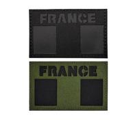 Drapeau Français Patch France Militaire Patchs IR Réfléchissant Tactique Morale Écusson Tissé pour sac à dos et casque uniforme (Noir et vert)