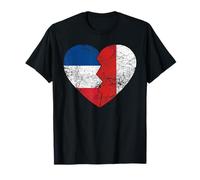 Drapeau français polonais en forme de cœur | France Pologne Roots Vintage T-Shirt