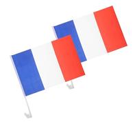 Drapeau Français pour Voiture 2 Pièces en Polyester, Décoration Auto | Fenêtre de Berline, Surface Lisse, Couleur Vive, Résiste au Vent Fort, Matchs et Rallyes