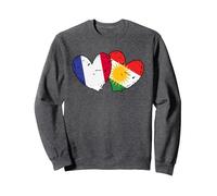 Drapeau France Kurdistan Coeur Fierté kurde française Sweatshirt, Unisexe pour Adultes, Chiné Foncé, L