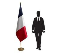 Drapeau France sur pied avec mât - Couleurs officielles fidèles, pied stable et mât solide pour Ambassades, Bureaux, Salles de Réunion et Événements Diplomatiques. Code CN6-FR