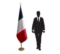Drapeau France sur pied - Mât robuste et couleurs vives pour décoration professionnelle, Ambassades, Bureaux et Événements Officiels. Code CN6-FR-L