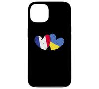 Drapeau France Ukraine Cœur Drapeau Français Ukrainien Double Drapeau Coque pour iPhone 13